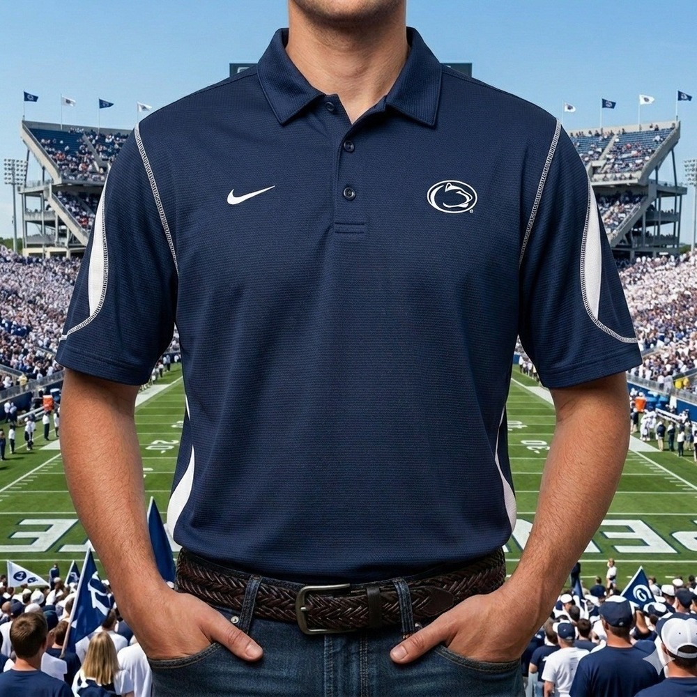 Nike Penn State Nittany Lions Polo Shirt Mens XL Navy Blue NikeFIT Team NCAA PSU